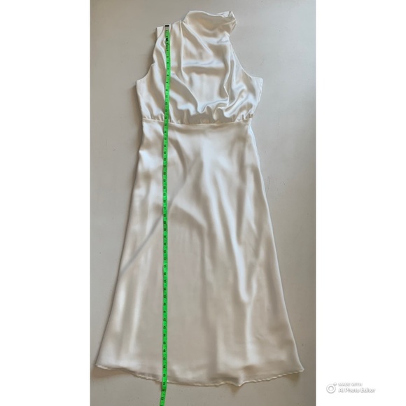 Lulus Distinctive Charm White Satin Asymmetrical Midi Dress Size Large NWT - Picture 16 of 17
